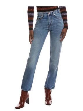 Ganni Mid-Blue Straight Leg High-Rise Jeans organic
